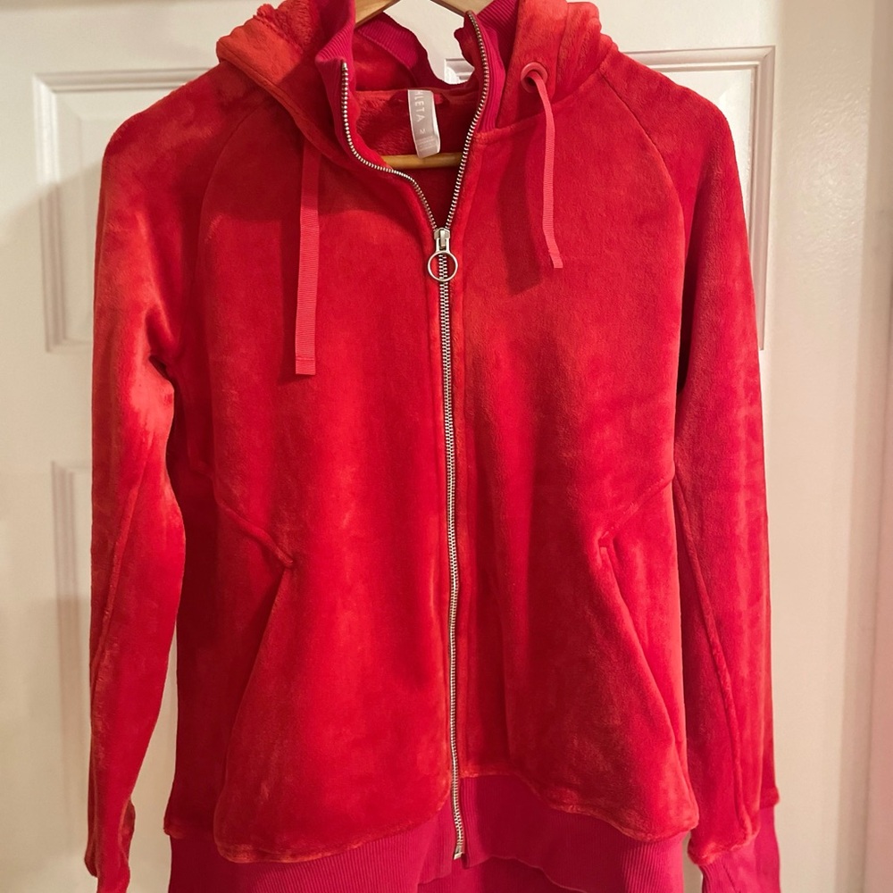 Athleta Red Plush Full Zip Hoodie